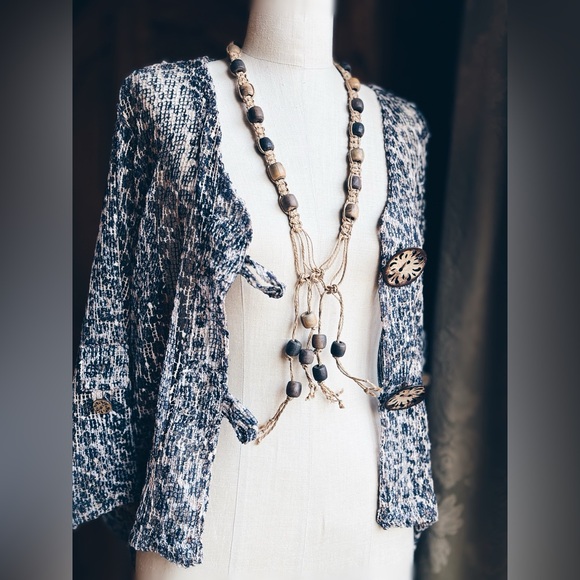 Necklace / 70’s HEMP & CLAY / VINTAGE - Picture 12 of 12